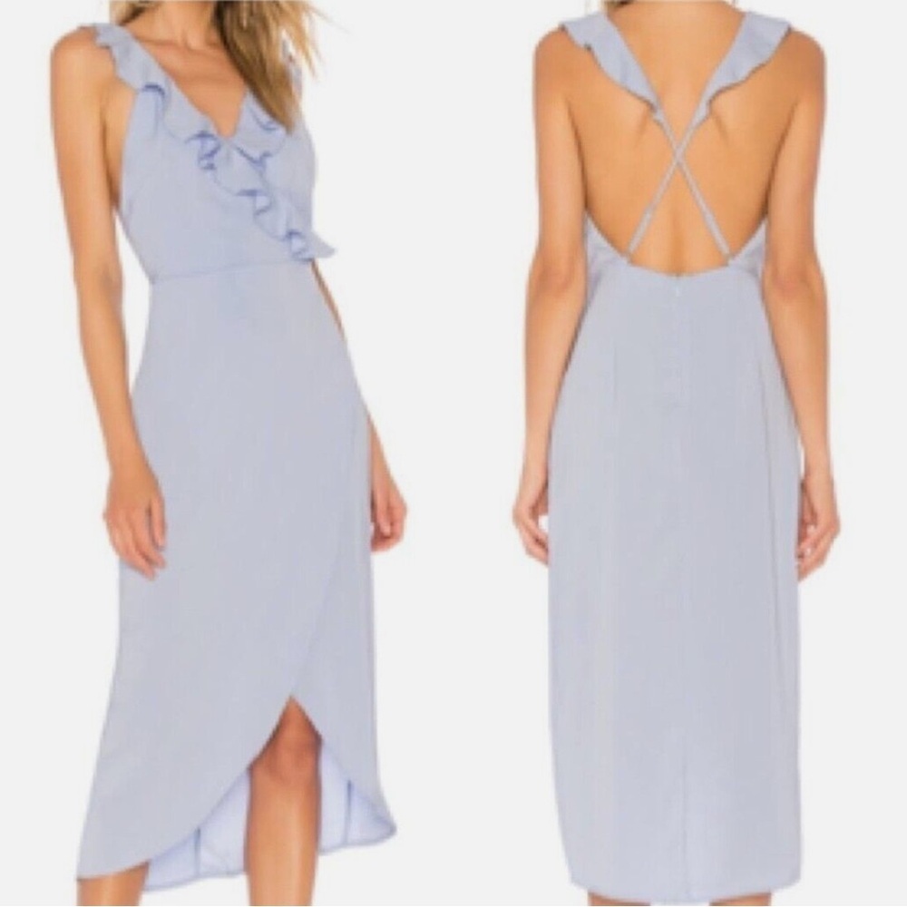 REVOLVE Light Blue Ruffle Midi Dress